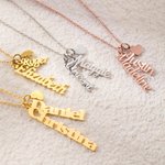 Personalisierte vertikale 1-4 Name Halskette Sterling Silber baumeln Namen Halskette Minimalist mit Herz Charme Geschenk für sie