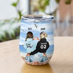 Personalizzato Besties Here's To Another Year Of Bonding Over Alcohol Bicchiere da vino riutilizzabile con coperchio e cannuccia Regalo di compleanno 