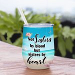 Vaso de Vino Personalizado No Hermanas de Sangre Sino de Corazón Summer Girl Soul Sister Gift Friendship Gift