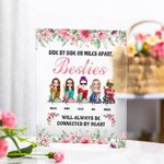 Personalized Side By Side Or Miles Apart Heart Acrylic Plaque Long Distance Friendship Gift for Women