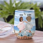 Henkilökohtainen ranta tyttö loma ei sisaret veren mutta sisaret sydämen 12oz viiniä Tumbler Double Wall Vacuum Friendship lahjoja