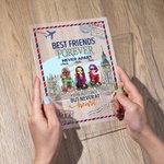 Plaque en Acrylique Personnalisée avec Nom et Dessin des Filles Thème Amitié de Distance Longue Cadeau d'Anniversaire Diplôme pour Meilleure Amie Sœur