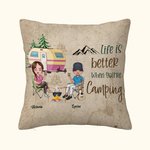 Personalizado La vida es mejor cuando estás de camping Funda de almohada de lanzamiento Cumpleaños Aniversario Regalo para Camping Pareja Dormitorio Decoración