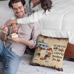 Personalised Husband And Wife Camping Partners for Life Throw Pillow Cover Gift for Camping Couple Room Decoration