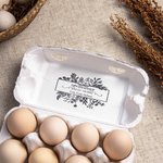 Personalised Engraved Leaf Flower Chicken Nest Farmer Market Wooden Egg Carton Stamp with Handle and Text Birthday Gift for Family Friend