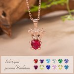 Collar personalizado de plata de ley con la vaca Highland Corazón Birthstone Día de la Madre Cumpleaños Aniversario Regalo para los amantes de la vaca Highland