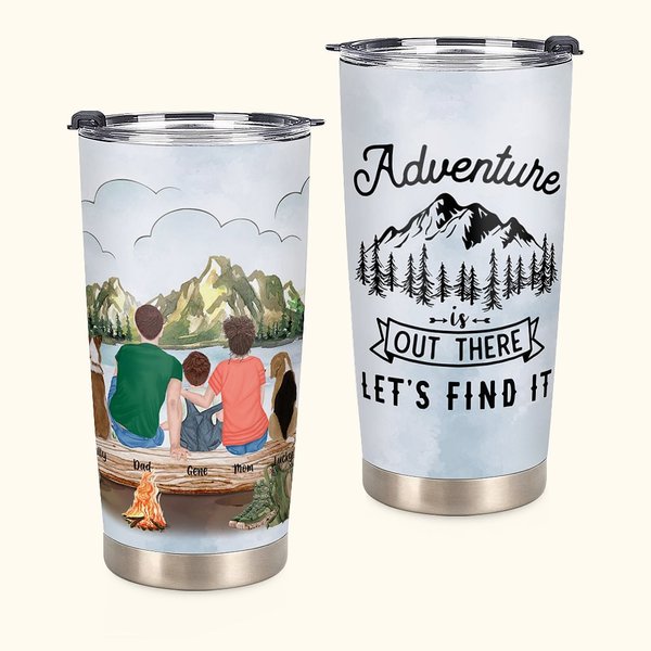 Vaso de vacaciones de 20oz personalizado Family Adventure Is Out There Let's Find It Camping Quotes para uso diario Regalo de cumpleaños familiar