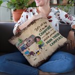 Couvre oreiller personnalisé Let's Sit By The Campfire And Watch People Park Their Campers Anniversary Birthday Gift for Camping Couple Sofa Decor