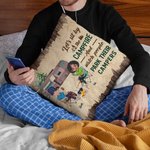 Couvre oreiller personnalisé Let's Sit By The Campfire And Watch People Park Their Campers Anniversary Birthday Gift for Camping Couple Sofa Decor