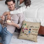 Personalizado La vida es mejor cuando estás de camping Funda de almohada de lanzamiento Cumpleaños Aniversario Regalo para Camping Pareja Dormitorio Decoración