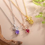 Collar personalizado de plata de ley con la vaca Highland Corazón Birthstone Día de la Madre Cumpleaños Aniversario Regalo para los amantes de la vaca Highland