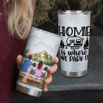 Personligt hem är där vi parkerar det Camping citat familj 20oz tumbler för varma och kalla drycker daglig användning