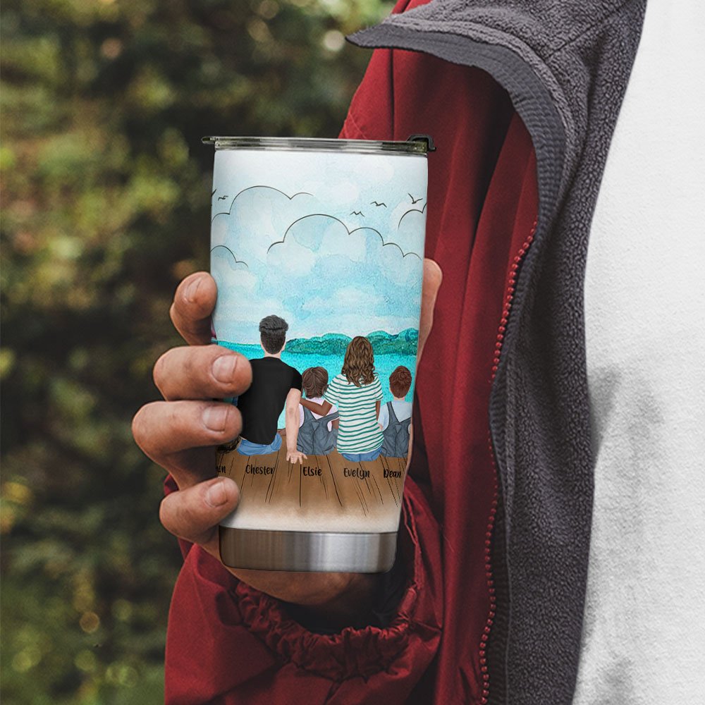 Vaso Personalizado Mar Playa Familia con Mascota Camping Citas 20oz Vaso Vacacional para Bebidas Calientes y Frias Regalo de Cumpleaños Regalo de Aniv 3
