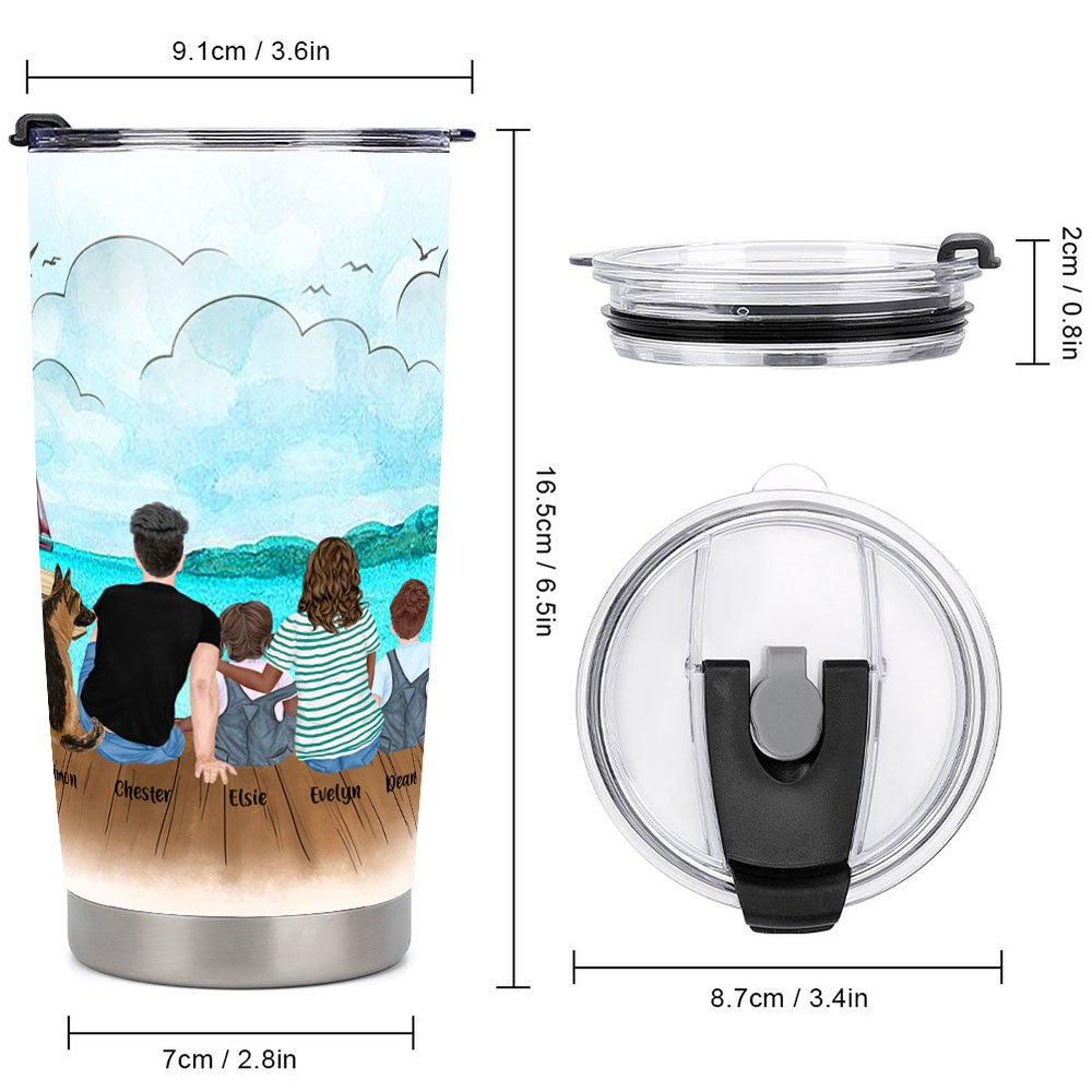 Vaso Personalizado Mar Playa Familia con Mascota Camping Citas 20oz Vaso Vacacional para Bebidas Calientes y Frias Regalo de Cumpleaños Regalo de Aniv 5