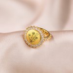Bague personnalisée avec nom gravé en Zircons Bouquet de fleurs de naissance Bijoux pour femme Cadeau d'anniversaire pour maman grand-mère