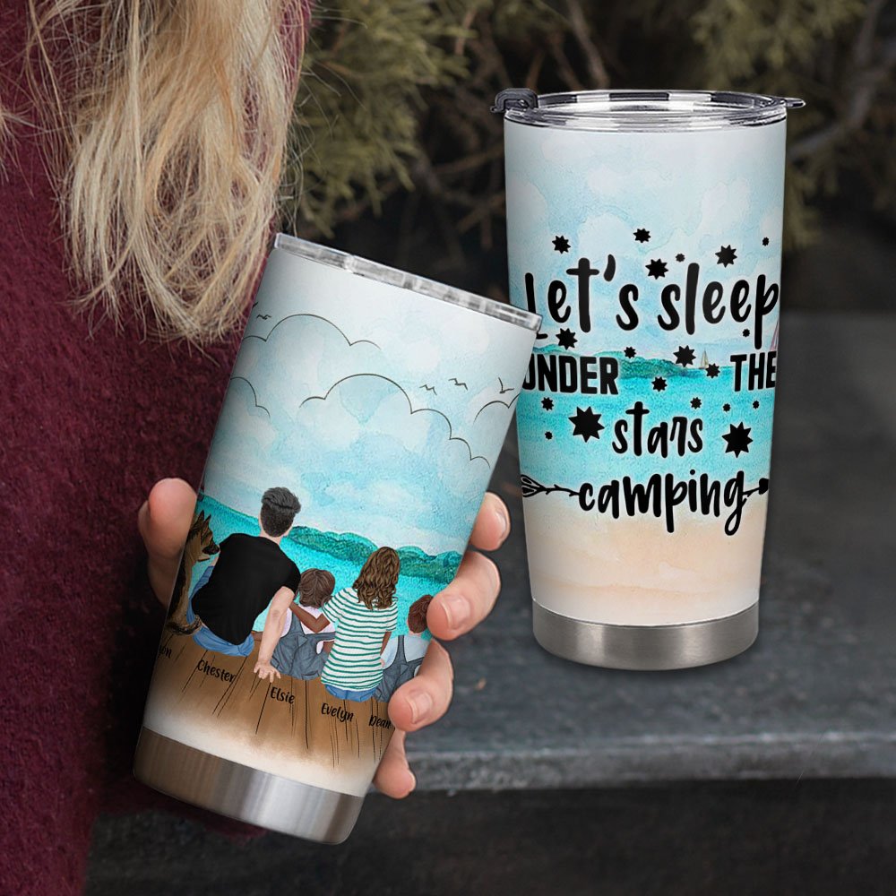 Vaso Personalizado Mar Playa Familia con Mascota Camping Citas 20oz Vaso Vacacional para Bebidas Calientes y Frias Regalo de Cumpleaños Regalo de Aniv 2
