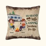 Personalised Husband And Wife Camping Partners for Life Throw Pillow Cover Gift for Camping Couple Room Decoration