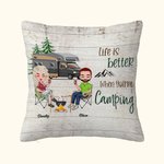 La vida es mejor cuando estás de acampada Funda de cojín personalizada Regalo de cumpleaños y San Valentín para parejas de acampada Decoración del hogar