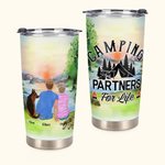 Gepersonaliseerde Camping Quotes Camping Partners For Life Familie met Huisdieren 20oz Tumbler voor Warme en Koude Dranken