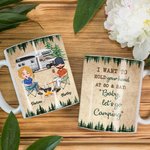 Personalized Baby Let's Go Camping Forest Travel White Ceramic Mug Gift for Couple Birthday Anniversary Wedding  Gift
