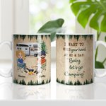 Personalized Baby Let's Go Camping Forest Travel White Ceramic Mug Gift for Couple Birthday Anniversary Wedding  Gift