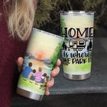 Citations de camping personnalisées Home Is Where We Park It Sunrise Background 20oz Tumbler for Daily Use (La maison est l'endroit où nous la garons)