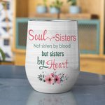 Spersonalizowany kubek na wino Soul Sisters We're Sisters By Heart Codzienny prezent dla przyjaciółki