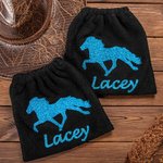 Pochette d'étriers d'équitation pailletée personnalisée avec nom Lot de 2 Protection Cadeau d'anniversaire équin pour les amoureux des chevaux