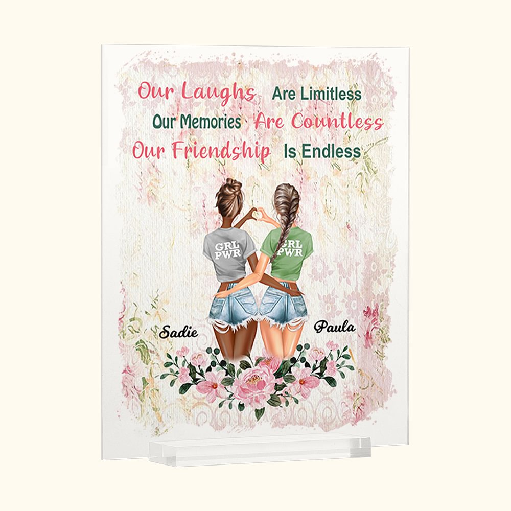 Personalisierte Unsere Freundschaft ist endlos Acryl Plaque Besties Geschenk Schreibtisch Ornament