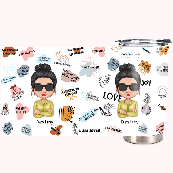 Personalized Daily Affirmation Words I Love All Parts Of Me 20oz Tumbler Back to School Gift Birthday Gift Daily Use