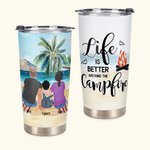 Citations de camping personnalisées La vie est meilleure autour du feu de camp Famille avec animaux de compagnie Beach Camping 20oz Tumbler for Daily 