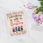 Personalized Life is Better with Besties Vintage Rose Design Acrylic Plaque Friendship Gifts for Soul Sisters Women