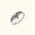 Personalized Gothic Skull Skeleton Ring with Birthstone Wedding Halloween Gift for Her Sister Bride
