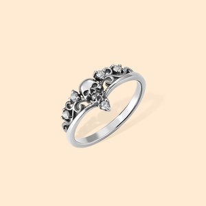 Personalisierte Gothic Schädel Skelett Ring mit Geburtsstein Hochzeit Halloween Geschenk für ihre Schwester Braut