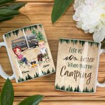 Gepersonaliseerde Life is Better When You're Camping Witte Keramische Mok voor Campingliefhebber Reiscadeau