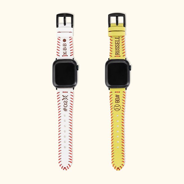 Personalized Engraved Baseball Softball Watch Leather Sport Watch Band Baseball Mom Watch Band for Apple iWatch