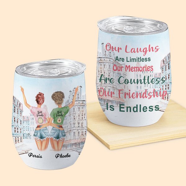 Personalisierte Freundschaftserklärung Straße gehen mit Bestie Wein Becher bester Freund Geschenk