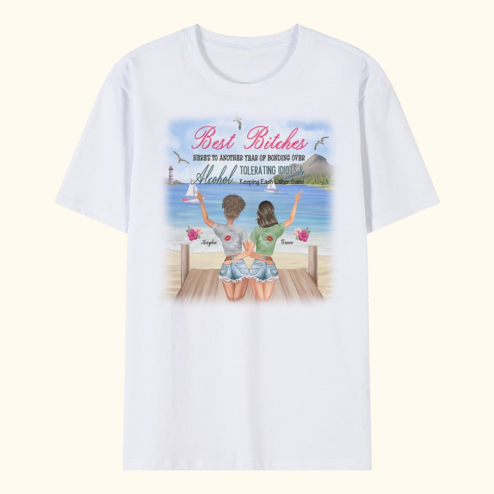 Personalisierte beste Hündinnen tolerieren Idioten und halten sich gegenseitig vernünftig T-shirt Freundschaft Geschenk für Schwester besten Freund