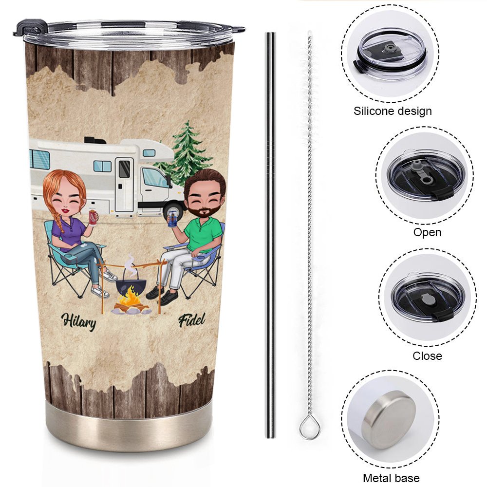 Vaso personalizado Life Is Better When You Are Camping 20oz para uso diario Regalo de cumpleaños para marido y mujer 7