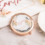Specchio pieghevole per il trucco della damigella d'onore personalizzato con nome Regalo di anniversario di matrimonio per la damigella d'onore