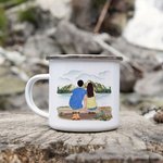 Tasse en émail 11oz légère et portable pour la famille, le voyage, la randonnée, la marche et le camping.
