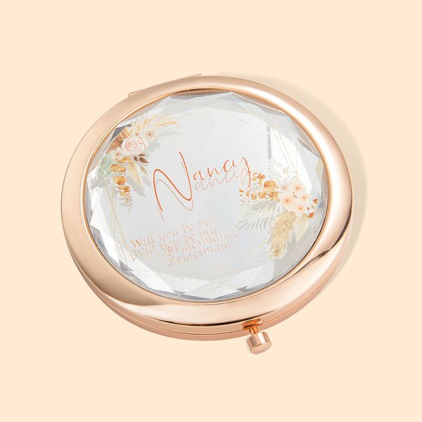 Specchio pieghevole per il trucco della damigella d'onore personalizzato con nome Regalo di anniversario di matrimonio per la damigella d'onore