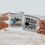 Tasse en émail 11oz légère et portable pour la famille, le voyage, la randonnée, la marche et le camping.
