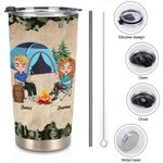 Personalized I Want To Hold Your Hand Forever Couple Camping 20oz Tumbler Anniversary Gift Birthday Gift Leakproof Lids Design for Hot and Cold Drinks