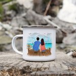 Taza esmaltada personalizada Making Memories One Campsite At A Time Sea and Bridge para exterior e interior Regalo de Navidad Regalo de Acción de Grac