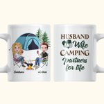 Personalized Husband and Wife Camping Partners  White Ceramic Mug Camping Enthusiast Gift