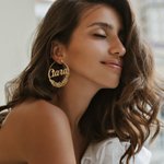 Orecchini a cerchio grandi personalizzati con nome, regalo di compleanno e festa nuziale per lei