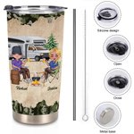 Esposo y Esposa Personalizados Acampando Juntos Bebida Feliz Vaso de 20oz Diseño de Tapa a Prueba de Fugas para Uso Diario 7