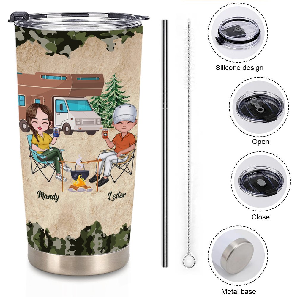 Vaso de 20oz Personalizado Elementos de Camuflaje Pareja Camping Exterior Regalo de Cumpleaños Regalo de San Valentín Regalo de Aniversario para Uso D 7