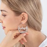 Orecchini a cerchio grandi personalizzati con nome, regalo di compleanno e festa nuziale per lei
